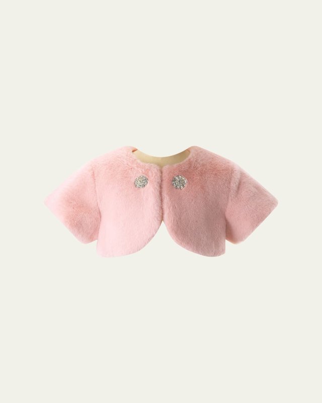 Girl's Diamante Faux Fur Bolero, Size 2-14